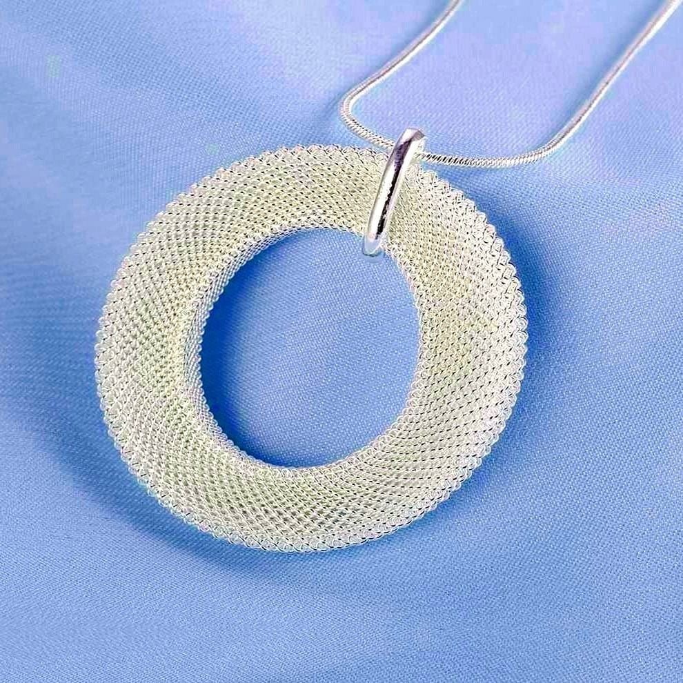 Alessandra Weaved Open Circle Sterling Silver Pendant Necklace Gift Packaged