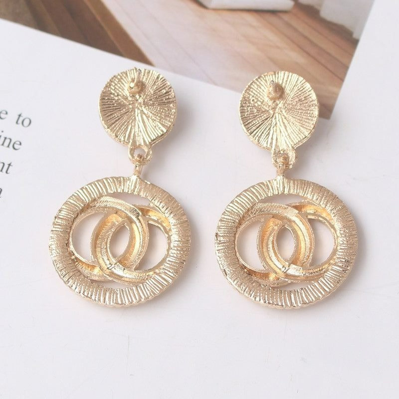 Adell Caspia Pearl Double Round Matt Finish Gold Tone Drop Earrings Gift Package