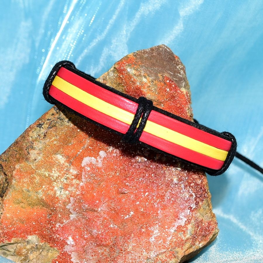 Roja Amarilla Womens Slide Tie Leather Bracelet Black Red Yellow Gift Packaged