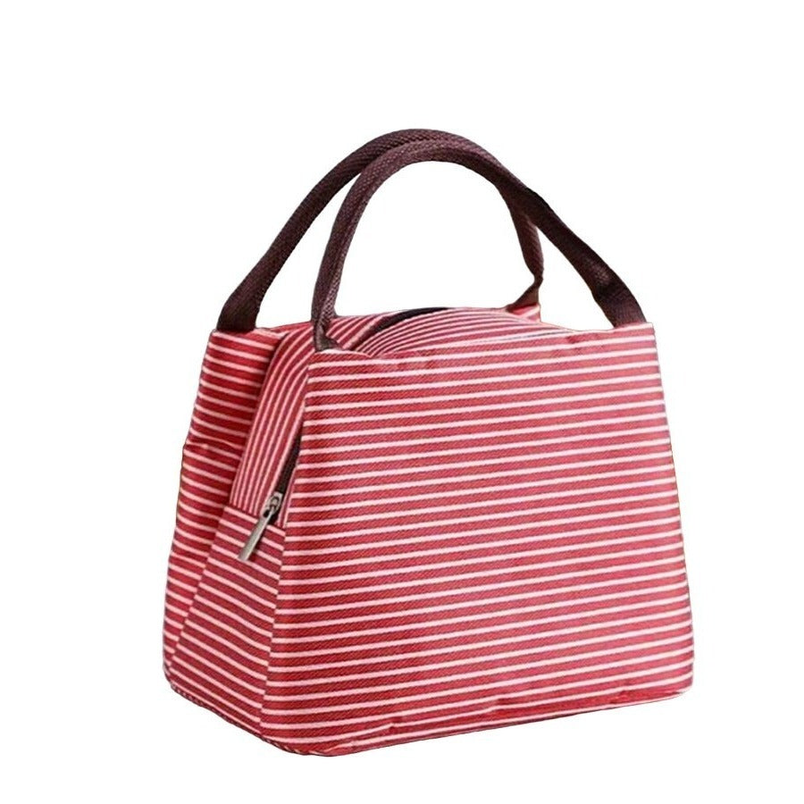 Blakely Classic Small Red Oxford Striped Insulated Lunch Bag Gift Packaged