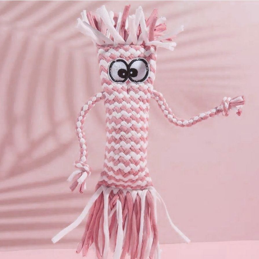 Bella Jaxony Fringed Squeaky Funny Character Cat Toys Soft Pink Gift Package