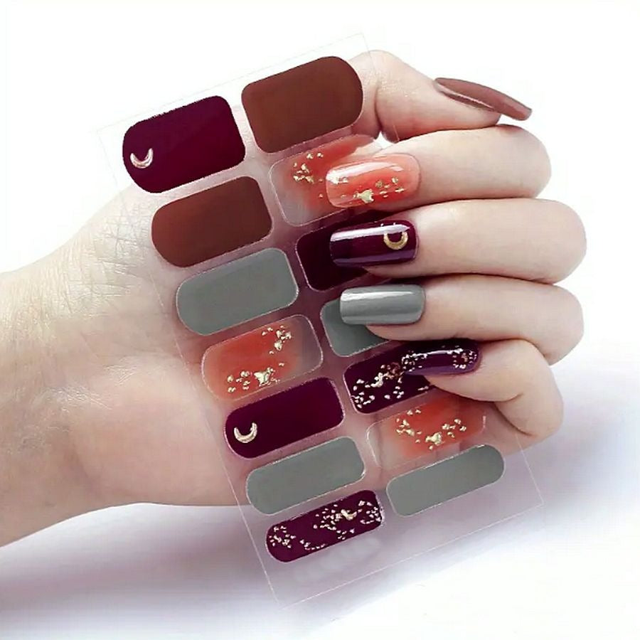 Raquel My Sweet Red Wine Tonight Self Adhesive Nail Polish Strips Gift Packaged